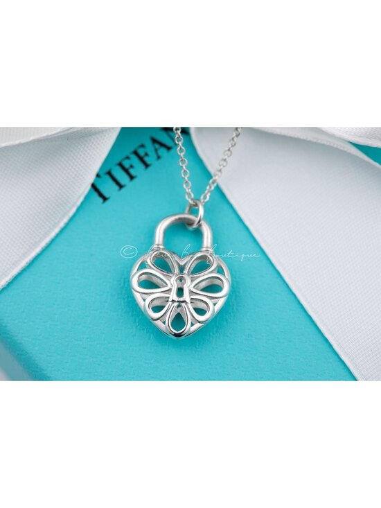 Tiffany & Co. Jewelry - Tiffany & Co. Heart Necklace Filigree Heart Lock Pendant in Silver